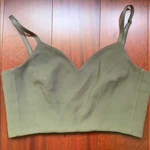 Babaton green spaghetti strap crop top
